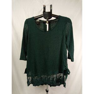 LC Lauren Conrad Women's Forest Green Lace Sweater Size Large